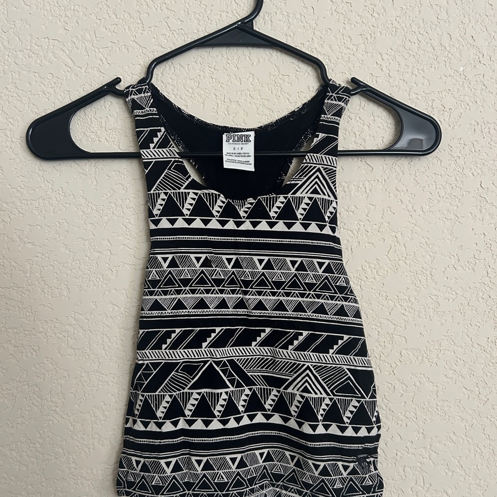 PINK Victoria's Secret Black and White Tribal Tank Top